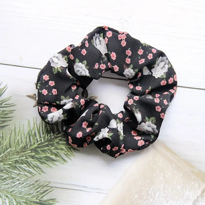 Floral Printed Chiffon Large Hairtie,