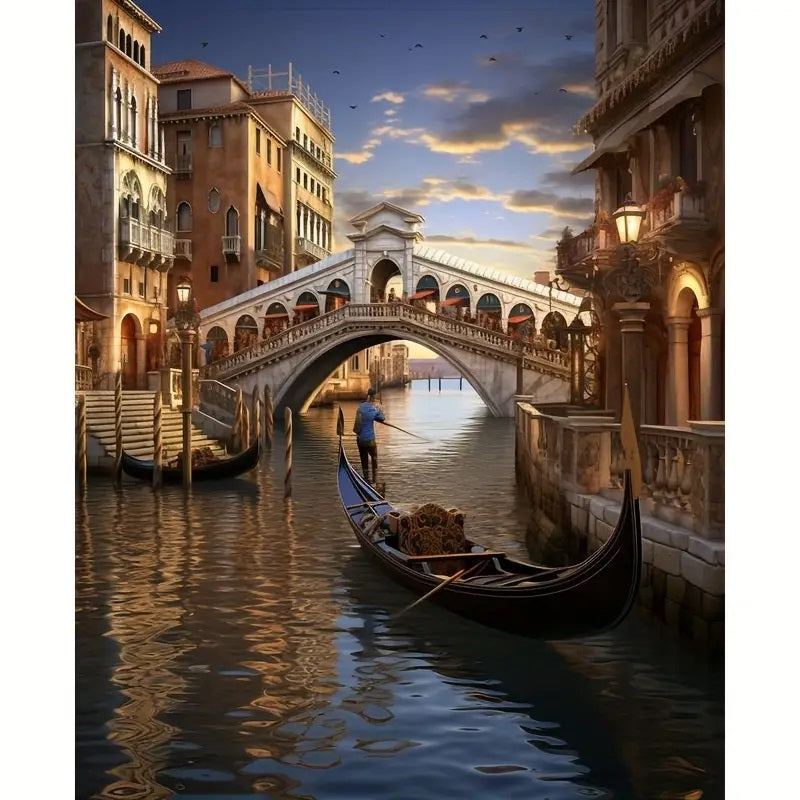 Venezia Kanalscene Maling etter Tall