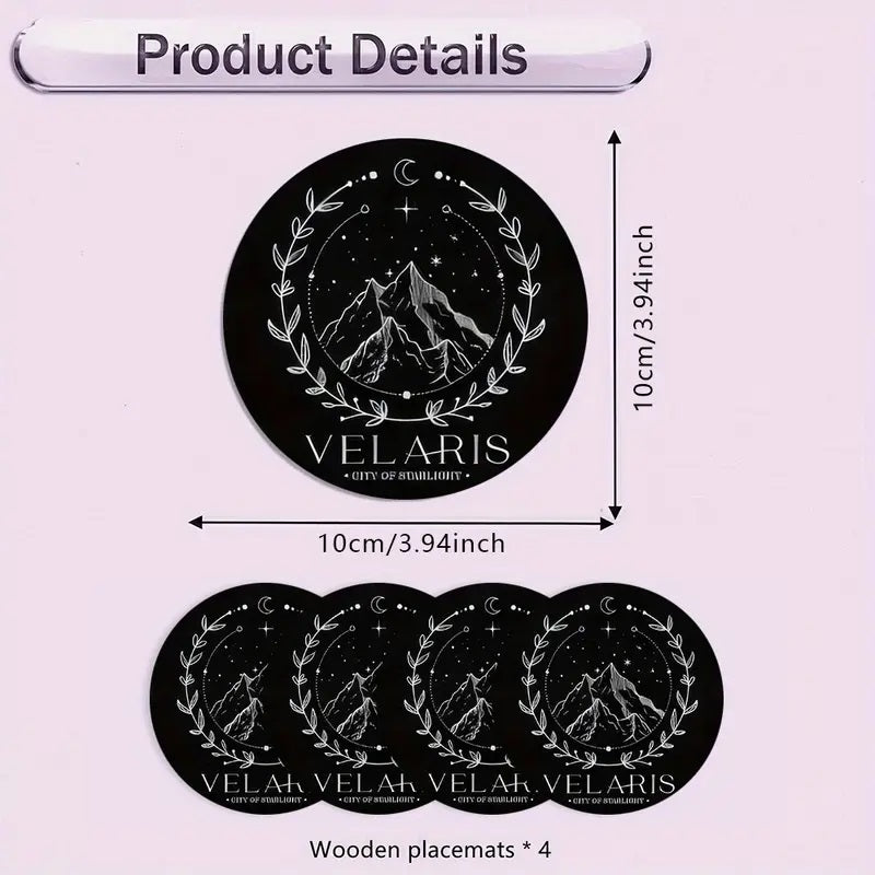 Velaris 6-piece set of Wooden Coasters