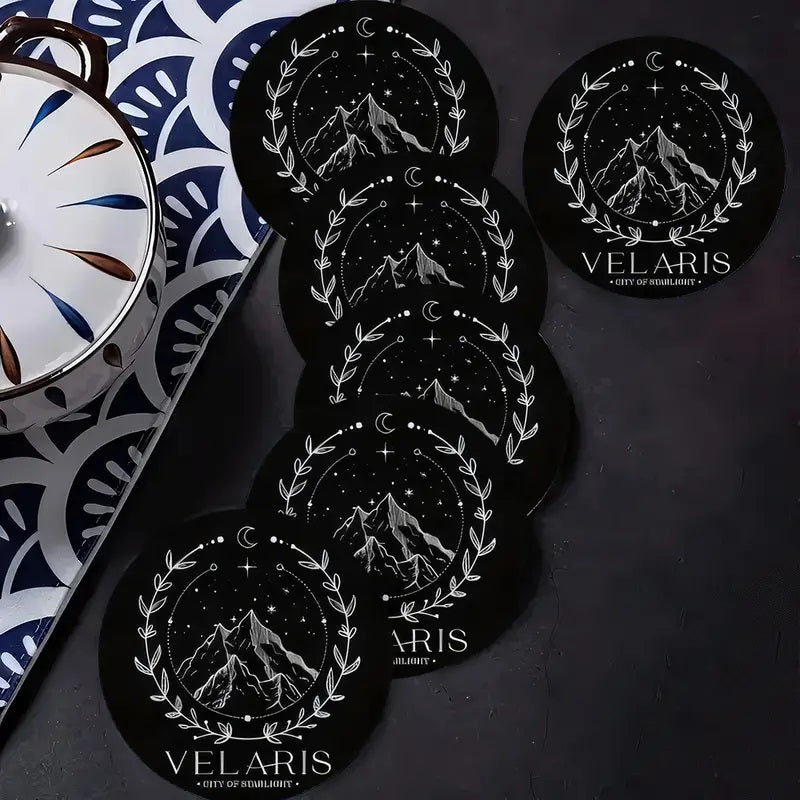 Velaris 6-piece set of Wooden Coasters