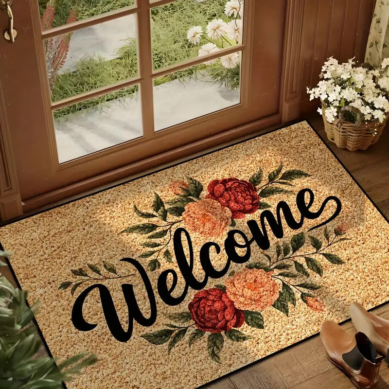 Welcome Floral Door Mat