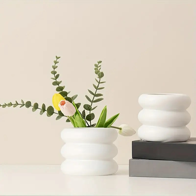 White Nordic-Inspired Artistic Ring Planter