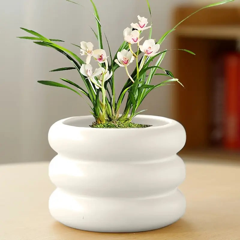White Nordic-Inspired Artistic Ring Planter