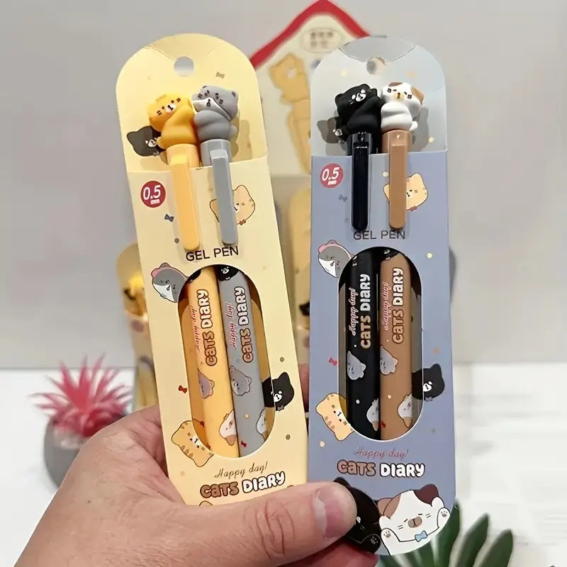 2pcs Kawaii Cat Gel Pens Set