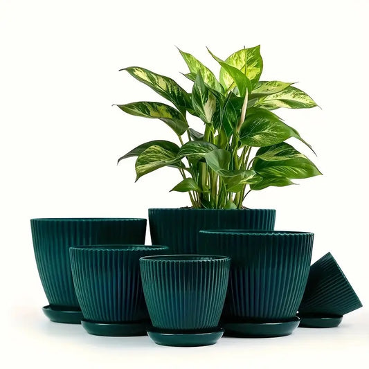 3pcs Modern Vertical Striped Plastic Planter Set