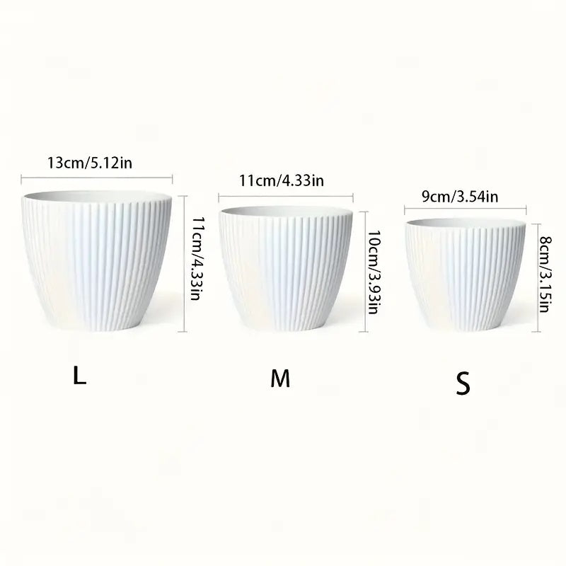 3pcs Modern Vertical Striped Plastic Planter Set