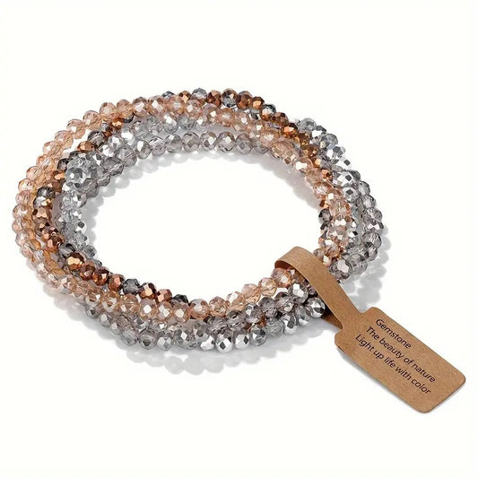 Colourful Plated Glass Four-Piece Bracelet Set,
