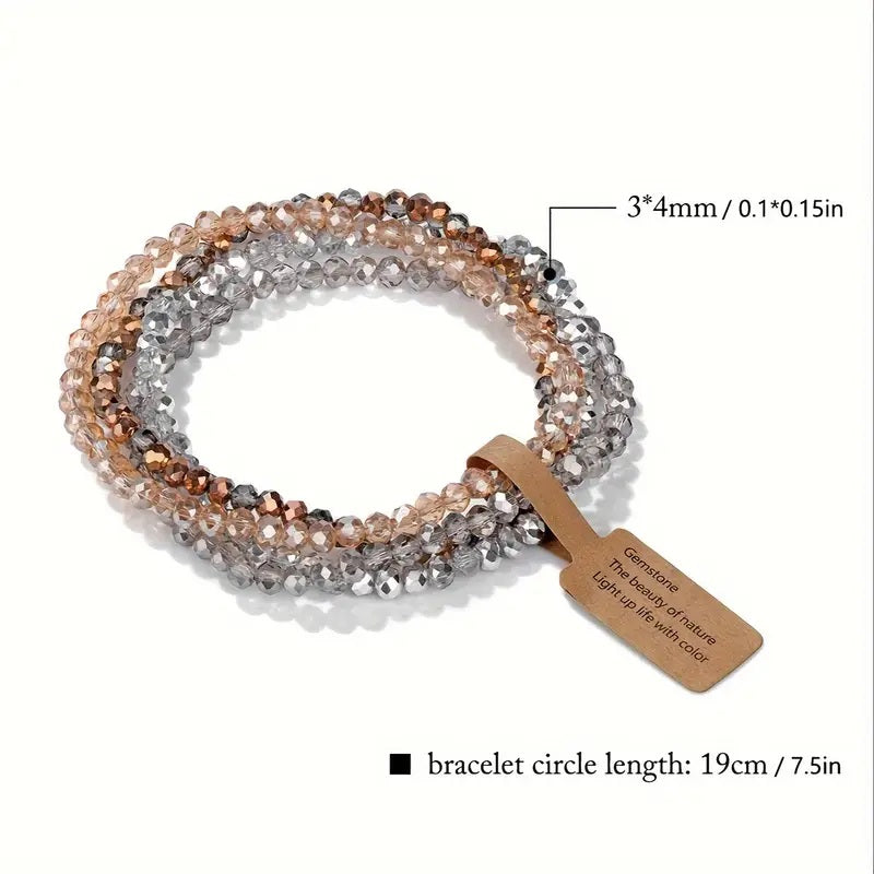 Colourful Plated Glass Four-Piece Bracelet Set,