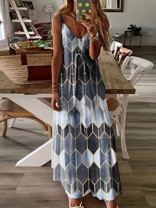 Geometric Print Maxi Dress