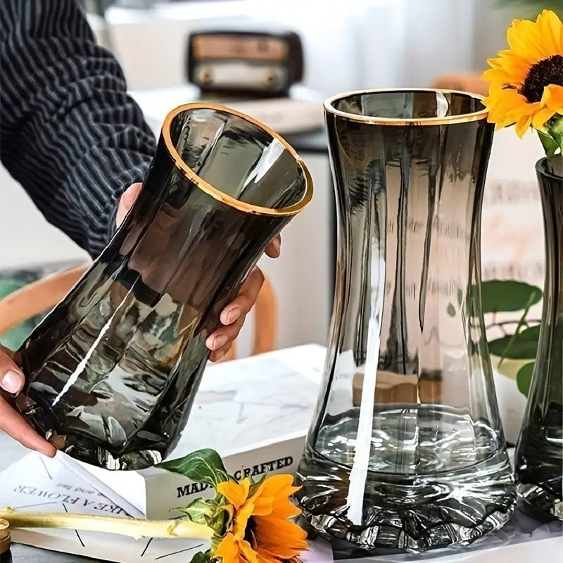 Elegant Glass Vase with Art Deco Design,