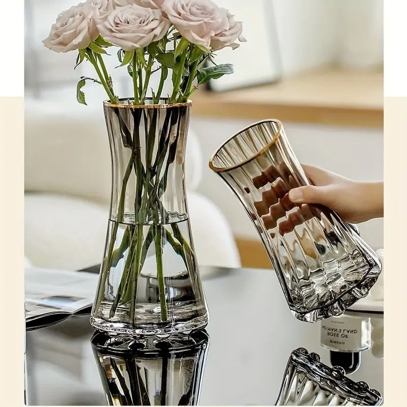 Elegant Glass Vase with Art Deco Design,