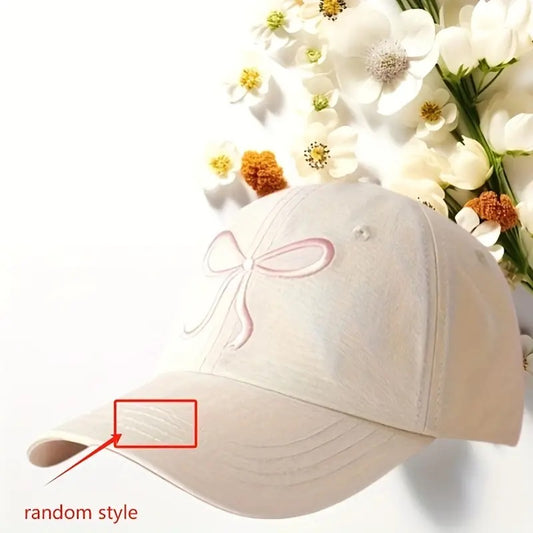 1pc Pink Bow Baseball Cap Sun Hat