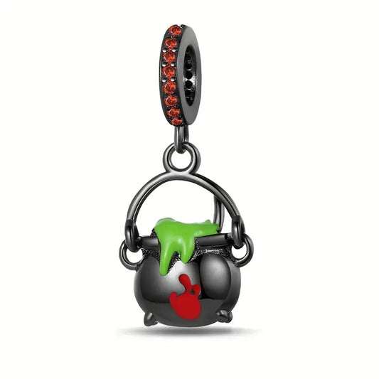 S925 Silver Witch’s Hanging Pot Dangle Charm Bead.