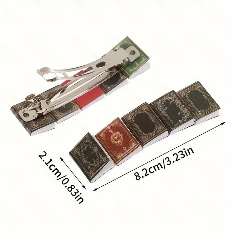 Miniature Book Hair Clip Book Lover Square Headwear.