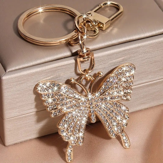 Crystal-Encrusted Butterfly Keychain