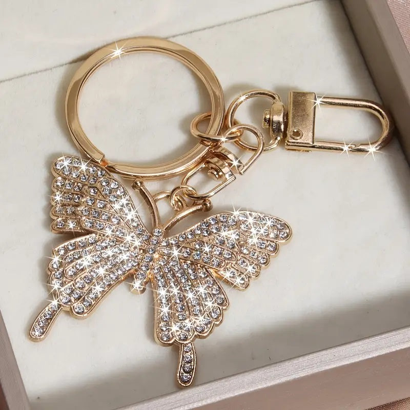 Crystal-Encrusted Butterfly Keychain