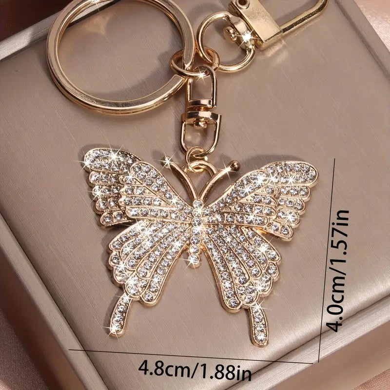 Crystal-Encrusted Butterfly Keychain