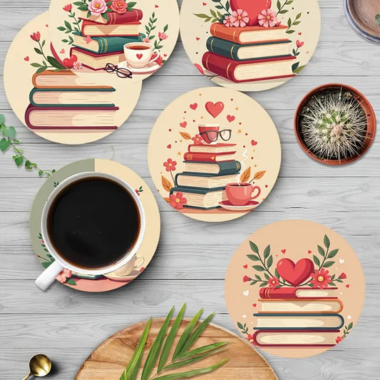 6pcs Book Love Coasters Set.