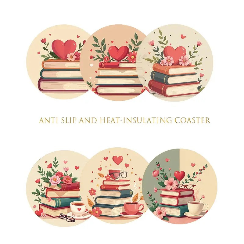 6pcs Book Love Coasters Set.