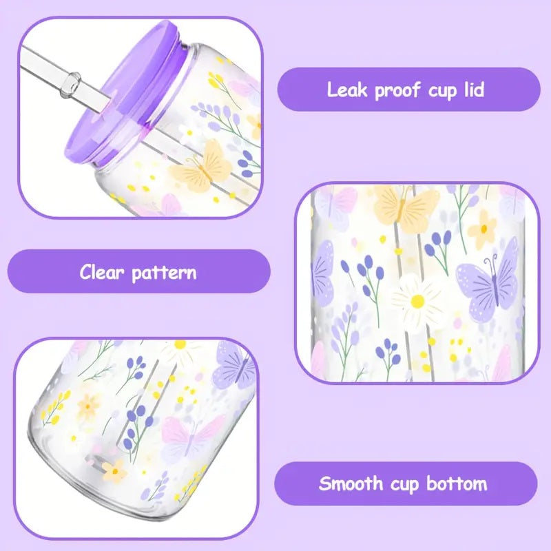 Hilake 16oz Butterfly Design Reusable Water Bottle.