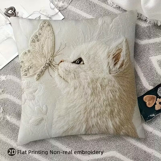 Whispering Wings White Cat Pillowcase