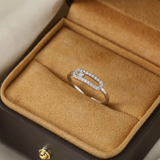 Adjustable Open-End Copper Ring with Synthetic Zirconia Stones