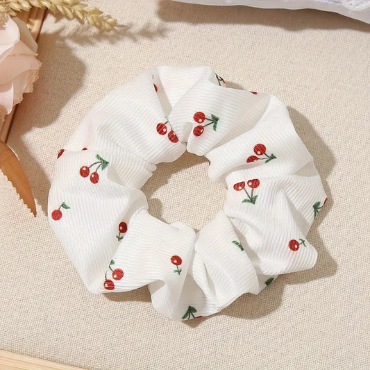 Kirsebær Trykk Stoff Scrunchie