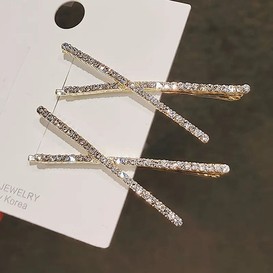 2pcs Elegant Sparkling Rhinestone Hair Clips Set.
