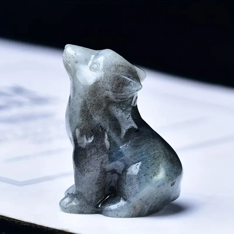 CUPIDCRYSTAL Hand-Carved Crystal Wolf Figurine
