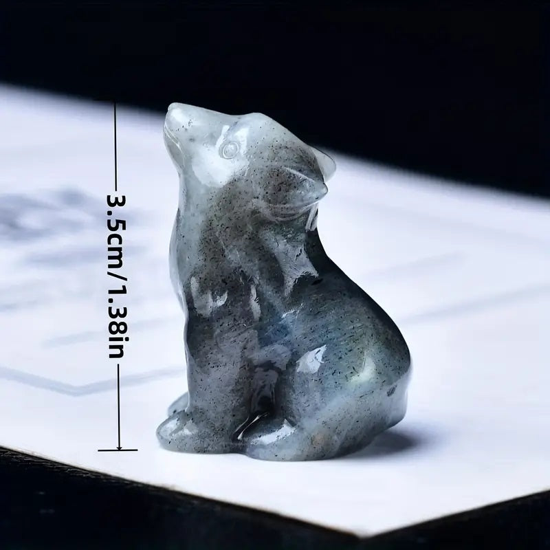 CUPIDCRYSTAL Hand-Carved Crystal Wolf Figurine