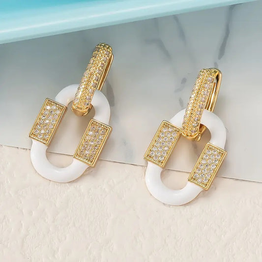 18K Golden Plated Copper Zirconia Drop & Dangle Earrings