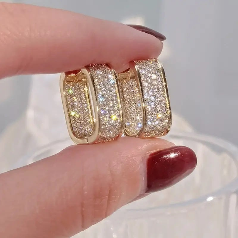 READKISS Luxury Paved CZ Hoop Earrings,