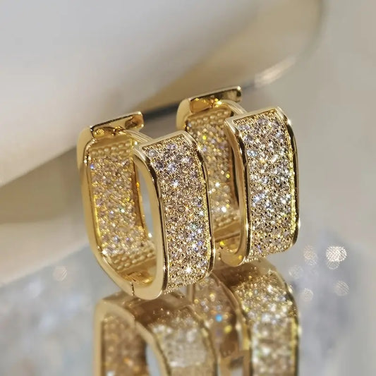 READKISS Luxury Paved CZ Hoop Earrings,