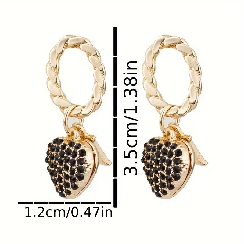 Elegant D and Heart Drop Earrings