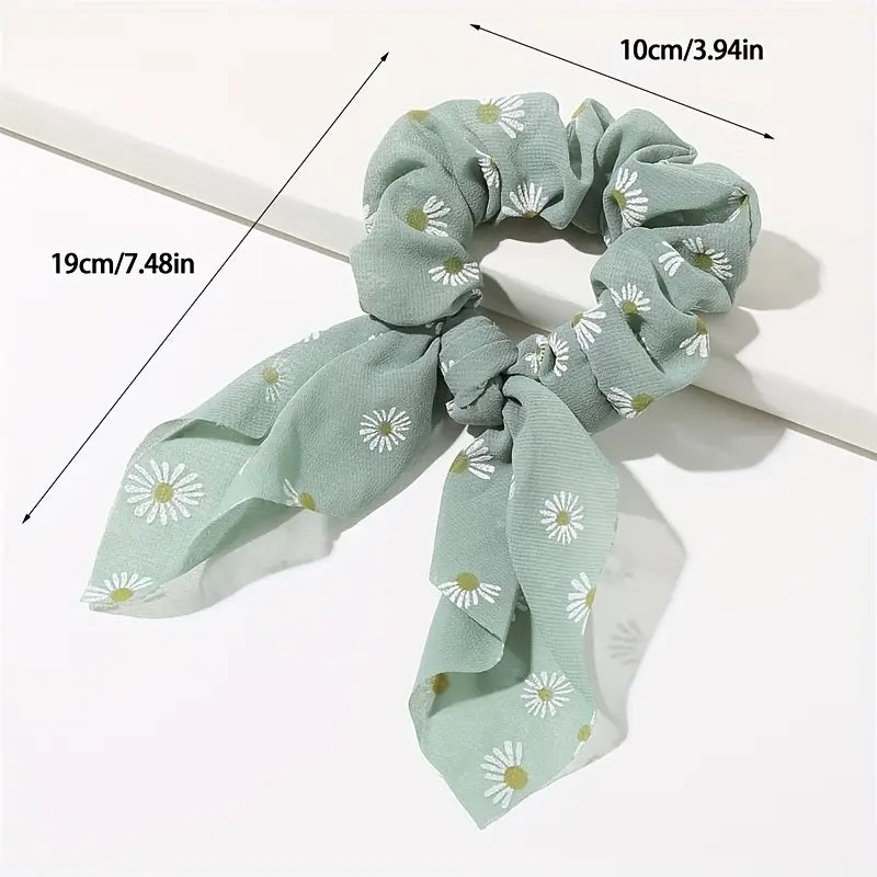 Daisy Print Chiffon Bowknot Hair Ties