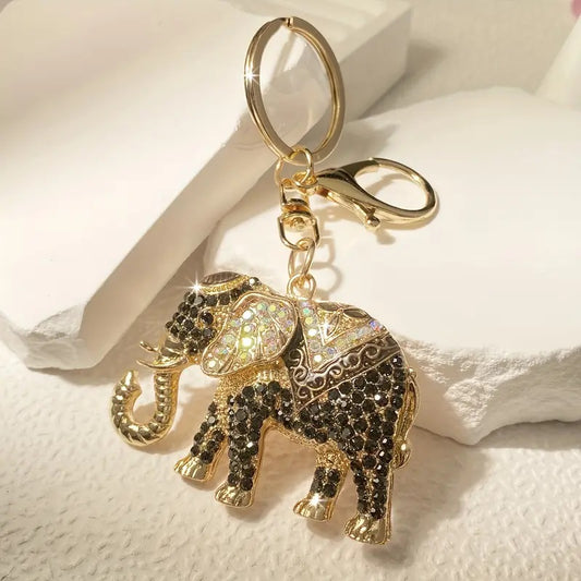 Sparkling Rhinestone Elephant Keychain.