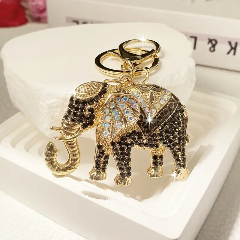 Sparkling Rhinestone Elephant Keychain.