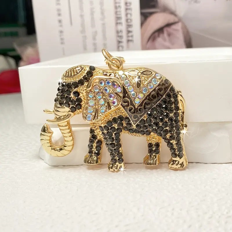 Sparkling Rhinestone Elephant Keychain.