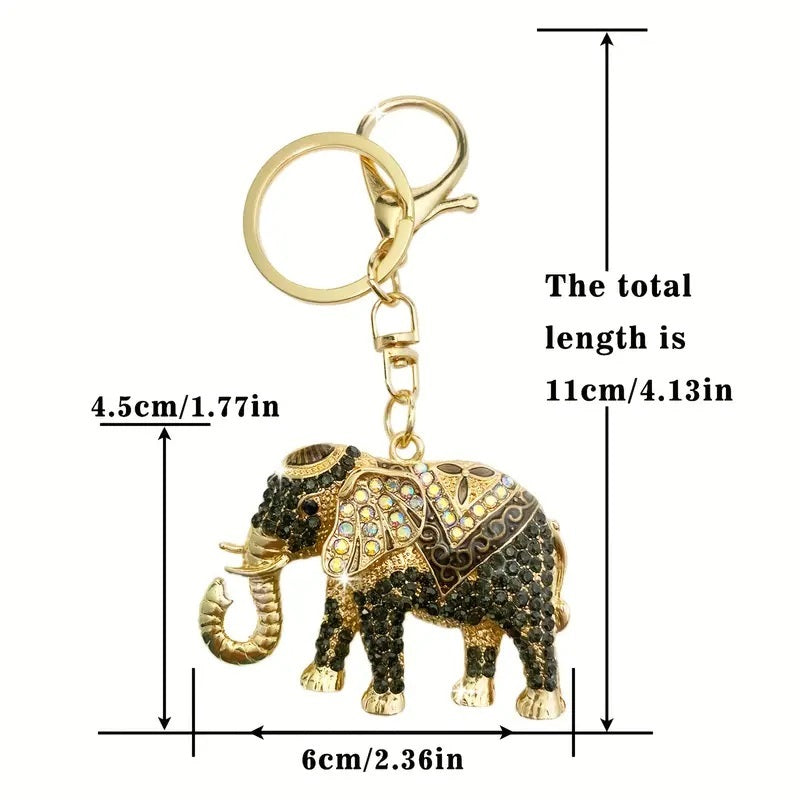 Sparkling Rhinestone Elephant Keychain.