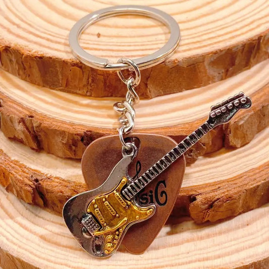 Vintage Guitar Pick Keychain