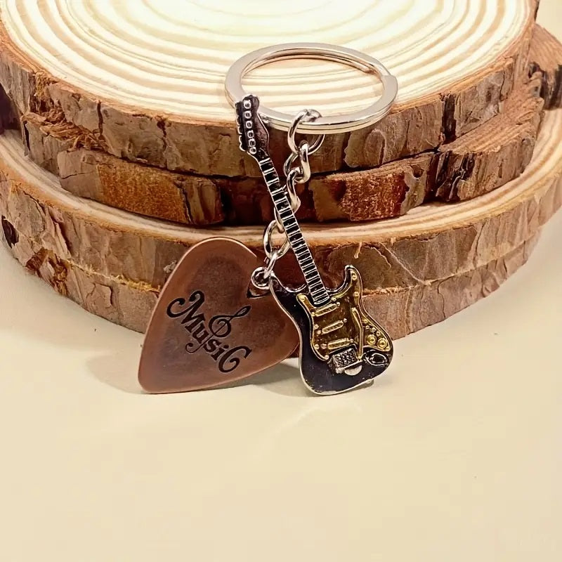 Vintage Guitar Pick Keychain