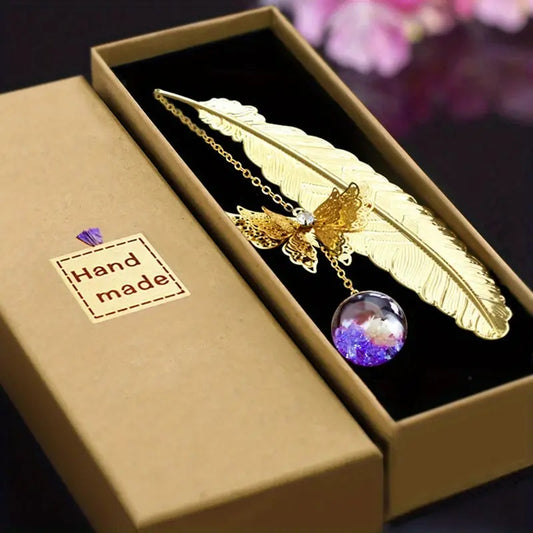 Feather Butterfly Metal Bookmark