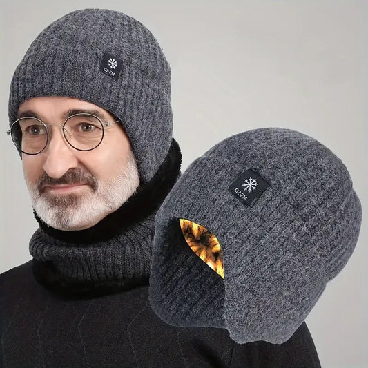 Men's Winter Thermal Knitted Beanie Hat with Ear Warmers