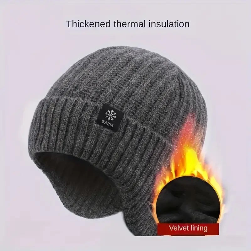 Men's Winter Thermal Knitted Beanie Hat with Ear Warmers