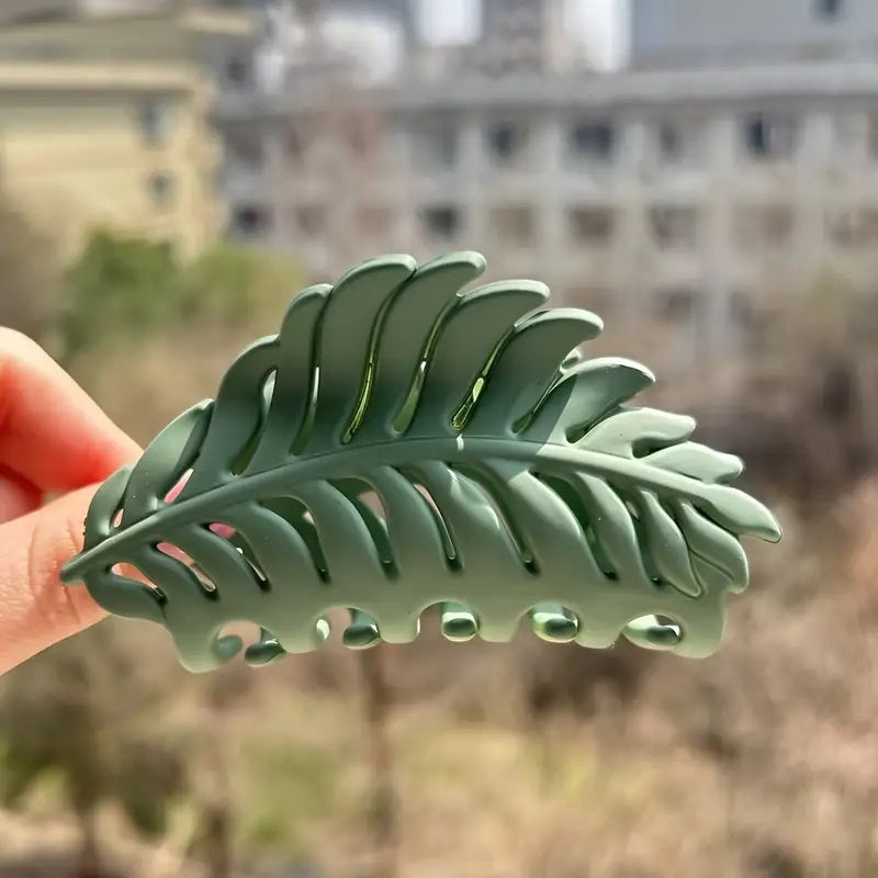 Large Green Leaf Hair Claw Clip