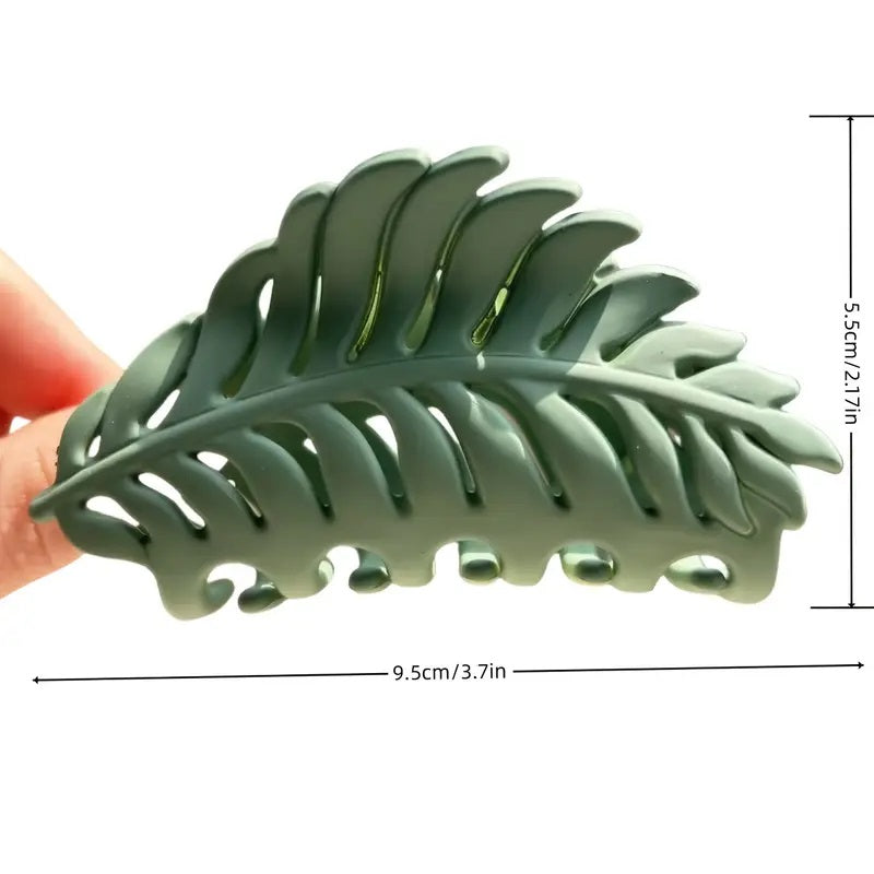 Large Green Leaf Hair Claw Clip
