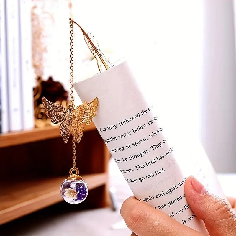 Feather Butterfly Metal Bookmark