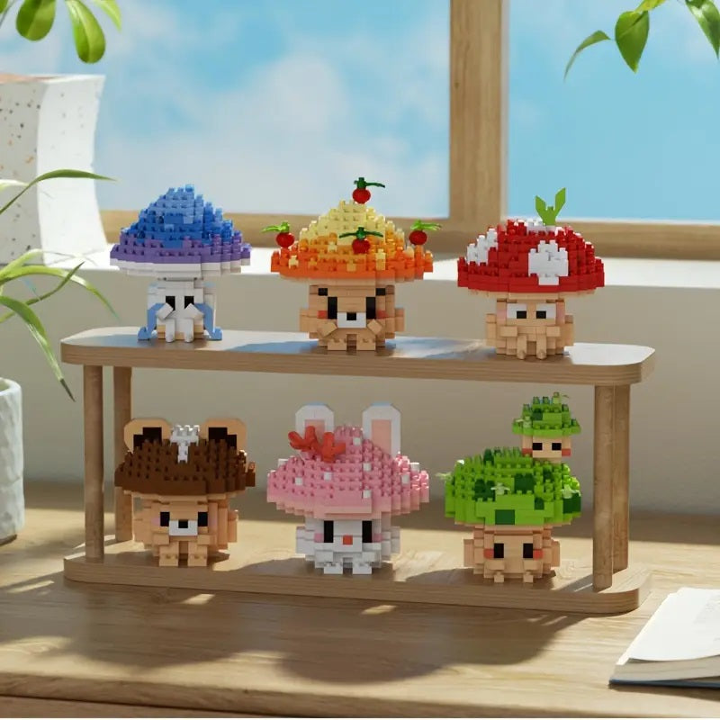 Cute Mushroom Series Tabletop Ornament Building Blocks.