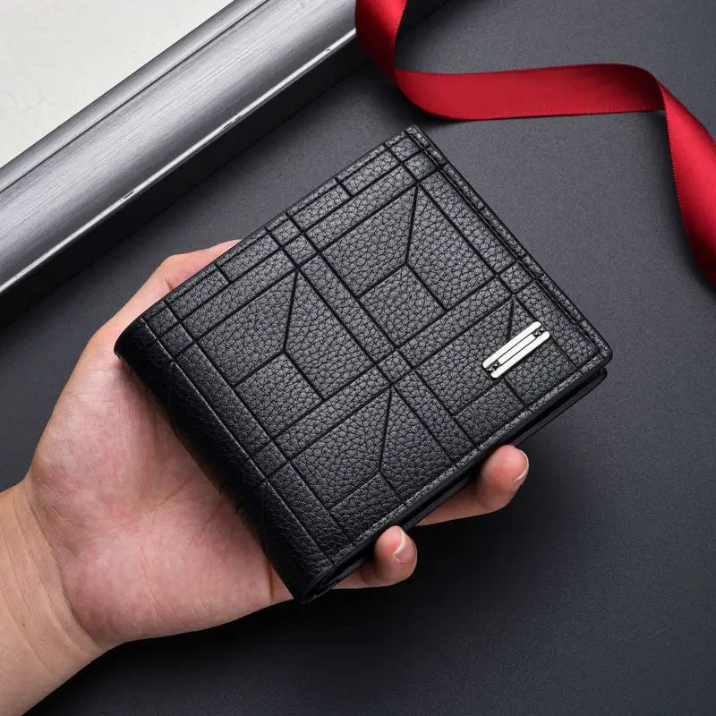 Men’s Sleek Black Faux Leather Wallet,
