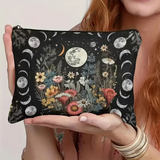Wildflower and Lunar Phases Makeup Bag
